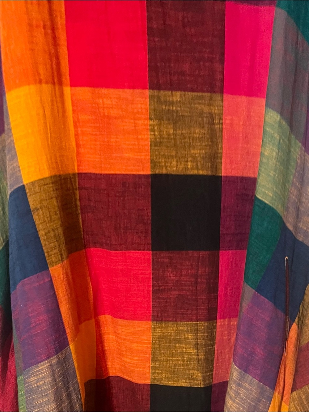 Multicolor Plaid Midi Dress - Bright Check Print - Picture 8 of 8